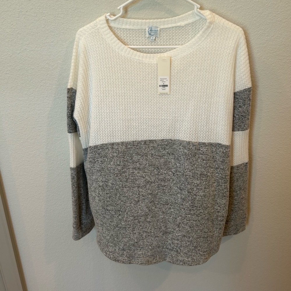 White and Gray Colorblock Sweater